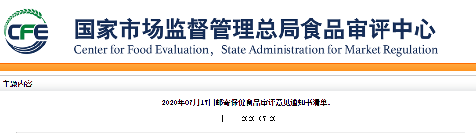 保健食品審評意見通知書清單